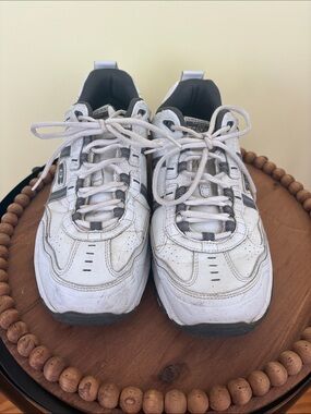 Skechers White and Gray Lace-Up Walking Sneakers Size 12